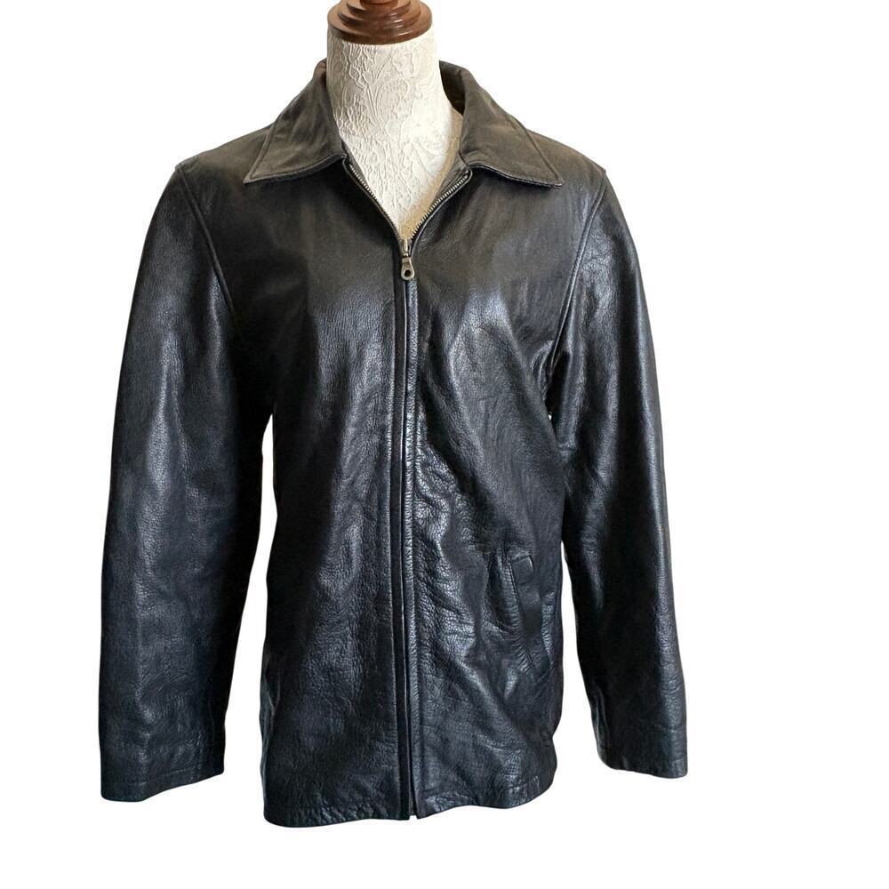 Black Leather JacketWilsons Zip Lg Y2K Retro Grunge